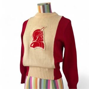 Vintage 1960s / 1970s? Varsity Dehen Knitting Co Knit Sweater Trojan Logo Wool